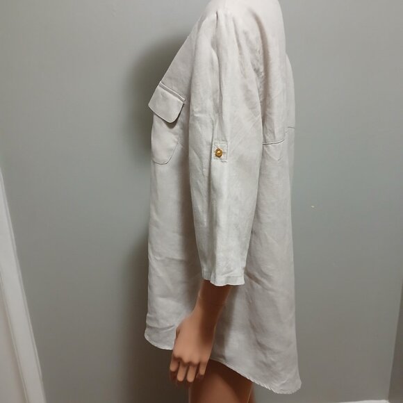 Ellen Tracy Pure Linen Top 3/4 Sleeves Size Large Tan Color - Picture 8 of 16